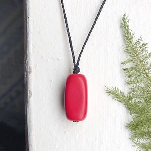 Red Coral Stone Pendant Necklace/Choker